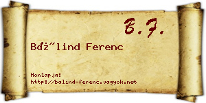 Bálind Ferenc névjegykártya