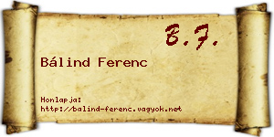 Bálind Ferenc névjegykártya