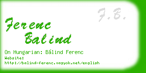 ferenc balind business card