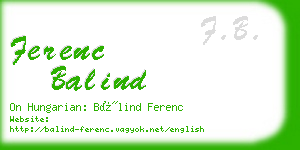 ferenc balind business card